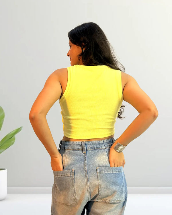 Is That Hyperpigmentation!? Quirky Graphic Ribbed Tank Crop Top Inkstyles
