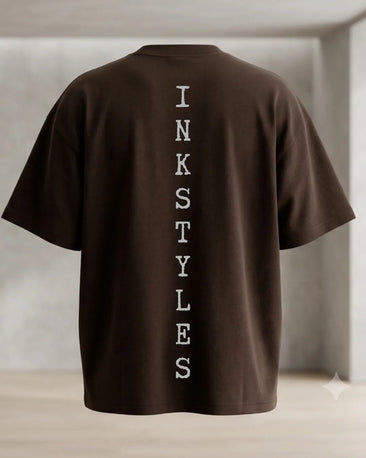 Action Of Being Minimal Typography Oversized T-shirt (Brown) 