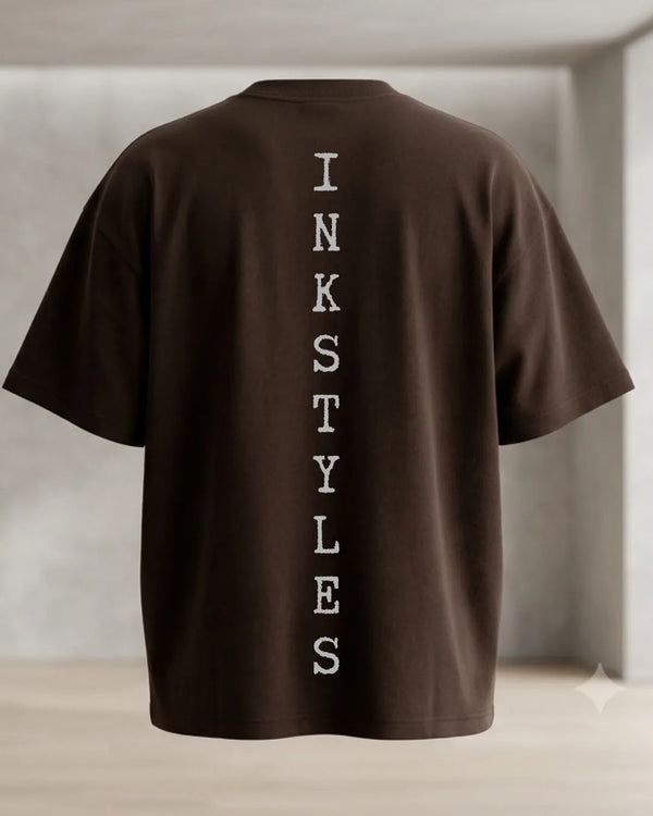 Action Of Being Minimal Typography Oversized T-shirt (Brown) 
