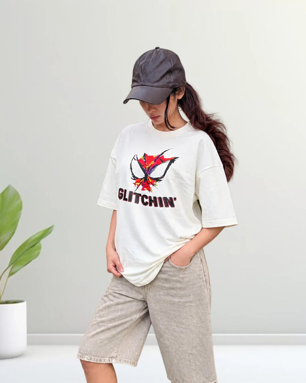 Glitchin' Spider-Man Mask Graphic Oversized T-shirt 