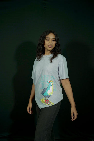 Feathered Fresh: Fly High in Chill Style T-Shirt (Duck Design, White) Inkstyles