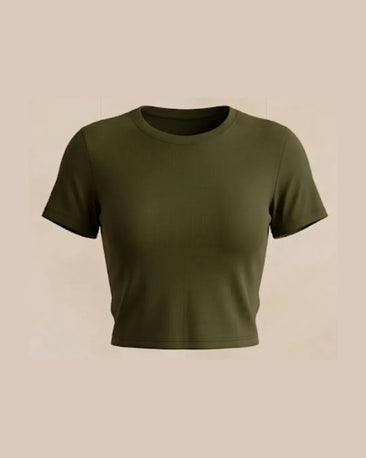 Solid Fitted Top (Olive Green) 
