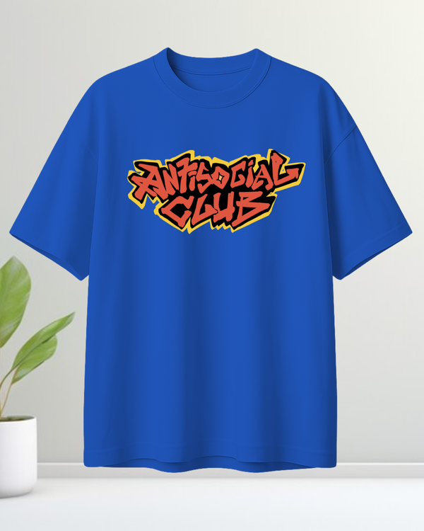 Antisocial Club Cartoon Graphic Oversized T-shirt 