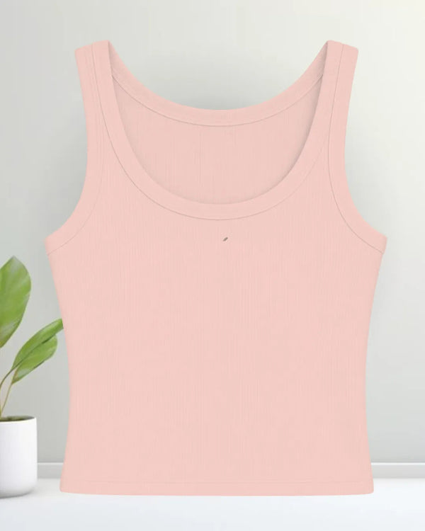 Solid Ribbed Tank Top (Pink) 