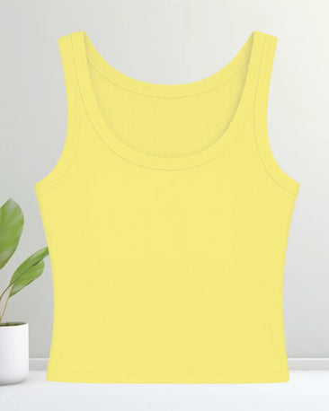 Solid Ribbed Tank Top (Yellow) 
